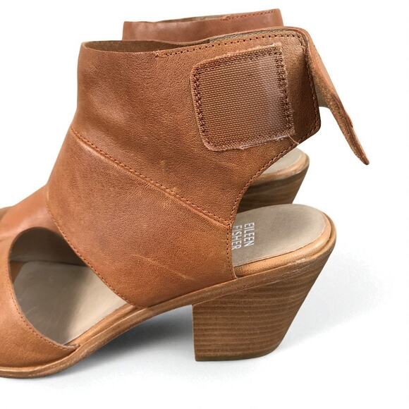 EILEEN FISHER Arts Ankle Cuff Leather Sandals Sz 10 Brown Stylish City Soft NWOB - Picture 6 of 11